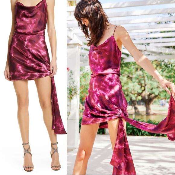 Cinq A Sept Ryder Tie Dye Side Tie Mini Skirt